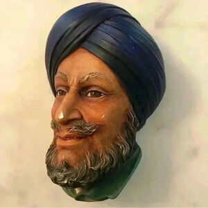 Vintage Bossons Chalkware Sikh bust.  Amazing painted detail